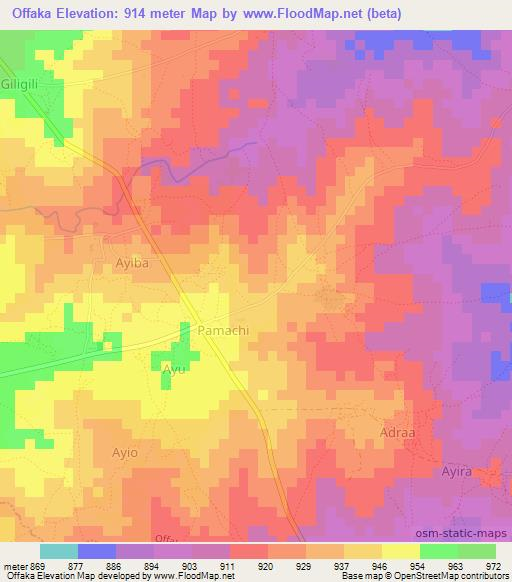 Offaka,Uganda Elevation Map