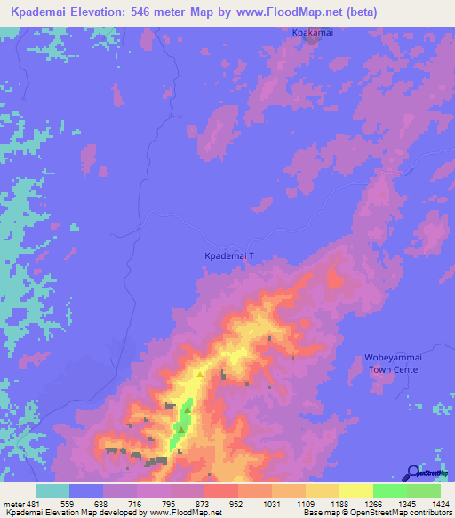 Kpademai,Liberia Elevation Map