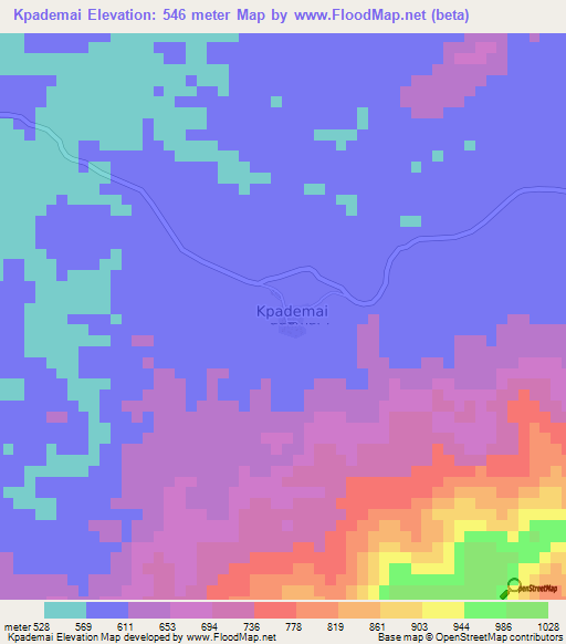 Kpademai,Liberia Elevation Map