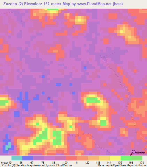 Zuzohn (2),Liberia Elevation Map