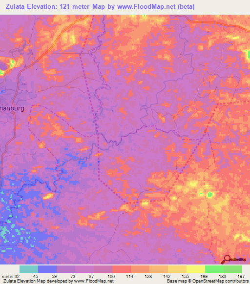 Zulata,Liberia Elevation Map