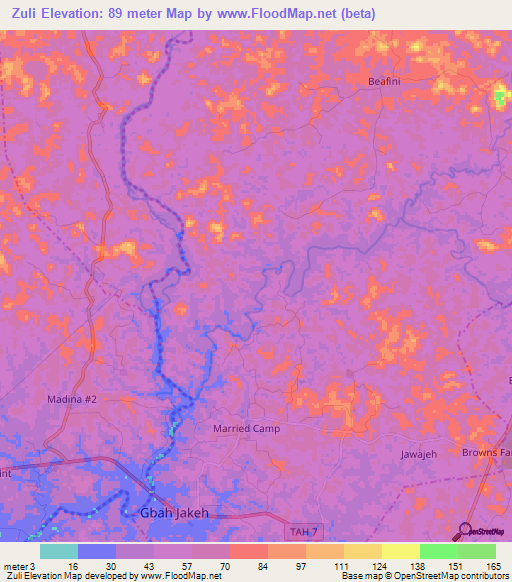 Zuli,Liberia Elevation Map