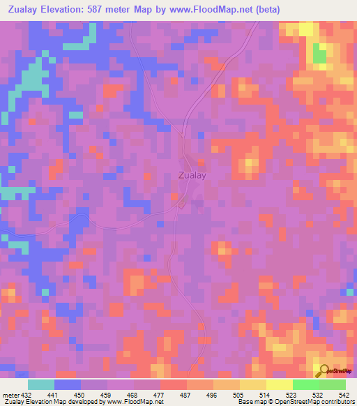 Zualay,Liberia Elevation Map