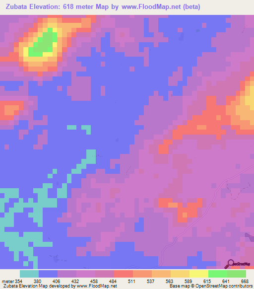 Zubata,Liberia Elevation Map