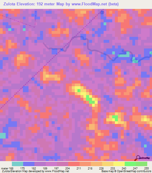 Zulota,Liberia Elevation Map