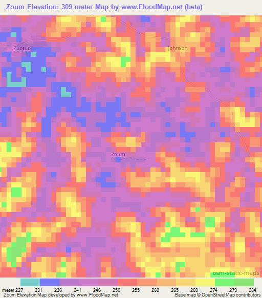 Zoum,Liberia Elevation Map