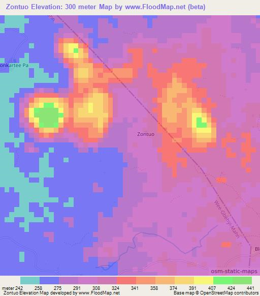 Zontuo,Liberia Elevation Map