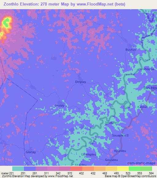 Zonthlo,Liberia Elevation Map