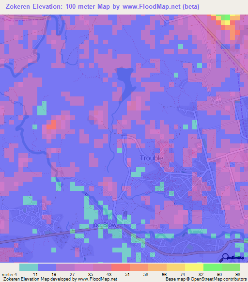 Zokeren,Liberia Elevation Map