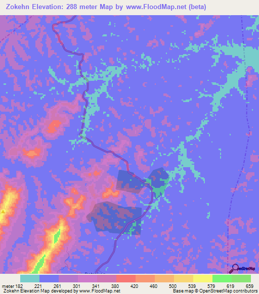 Zokehn,Liberia Elevation Map