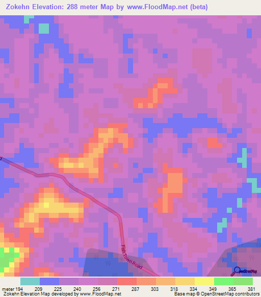 Zokehn,Liberia Elevation Map