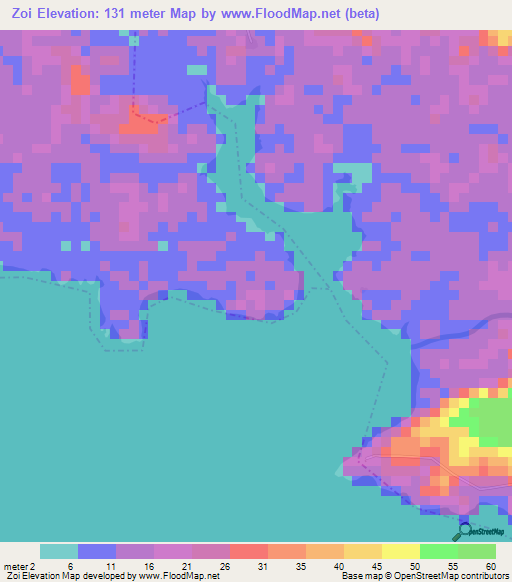 Zoi,Liberia Elevation Map