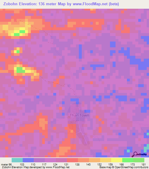 Zobohn,Liberia Elevation Map