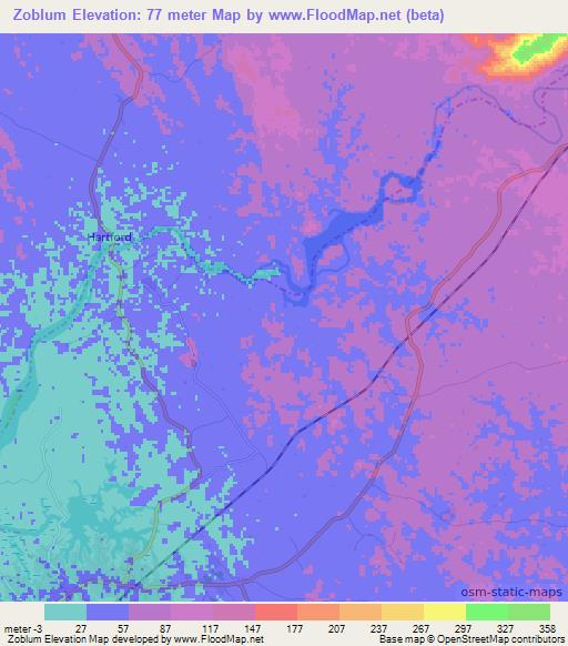 Zoblum,Liberia Elevation Map