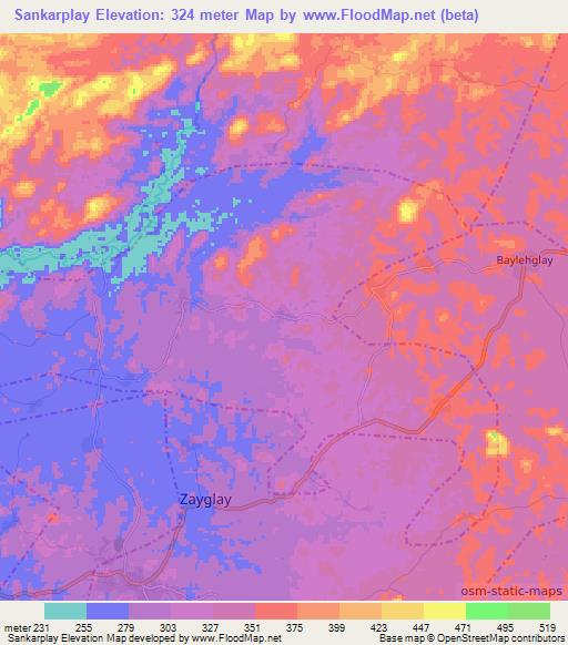 Sankarplay,Liberia Elevation Map