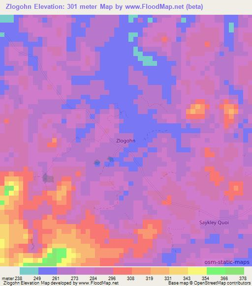 Zlogohn,Liberia Elevation Map
