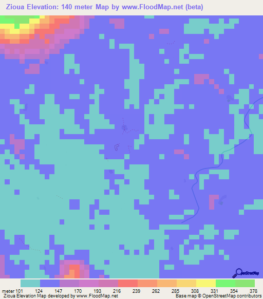 Zioua,Liberia Elevation Map