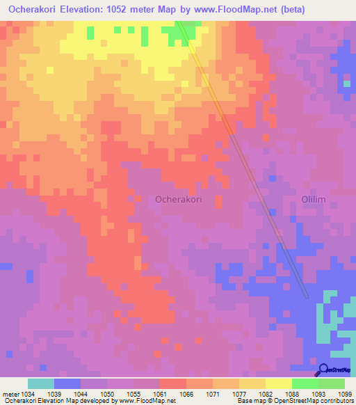 Ocherakori,Uganda Elevation Map