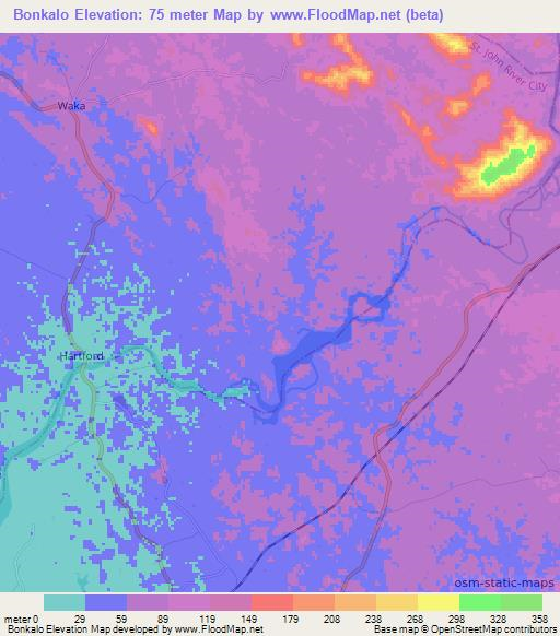 Bonkalo,Liberia Elevation Map