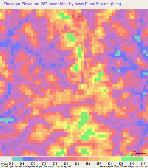 Zinakopa,Liberia Elevation Map