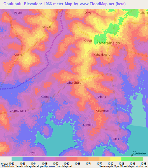 Obulubulu,Uganda Elevation Map