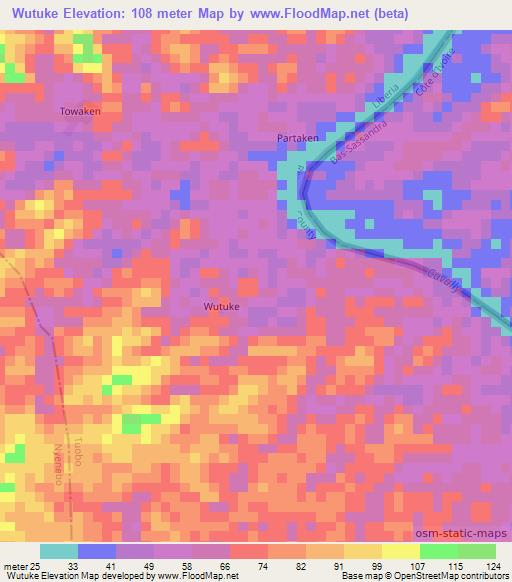 Wutuke,Liberia Elevation Map