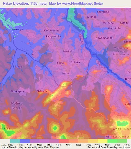 Nyize,Uganda Elevation Map