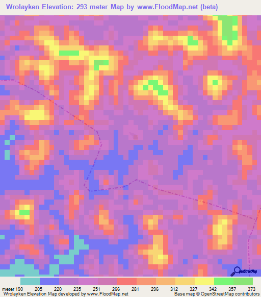Wrolayken,Liberia Elevation Map
