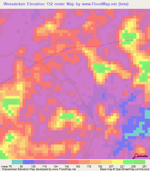 Wessatoken,Liberia Elevation Map