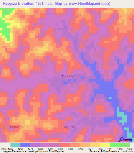 Nyegeza,Uganda Elevation Map