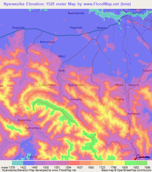 Nyarwezika,Uganda Elevation Map