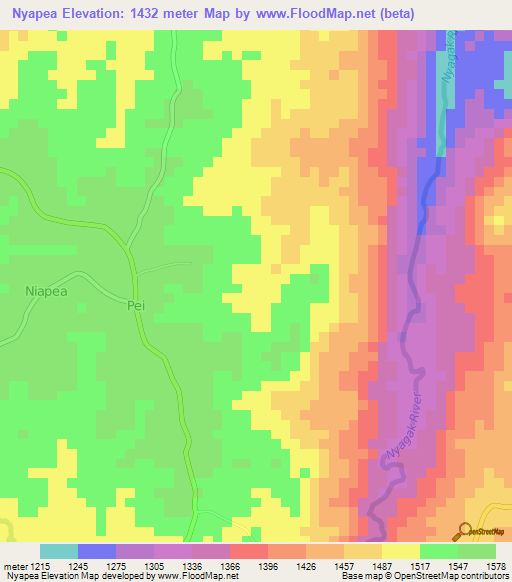 Nyapea,Uganda Elevation Map