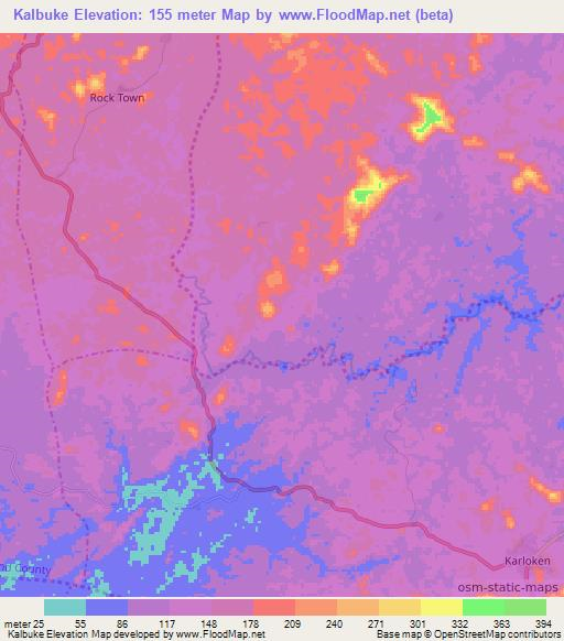 Kalbuke,Liberia Elevation Map