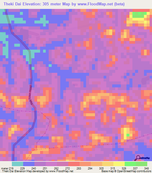 Theki Dai,Liberia Elevation Map