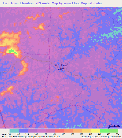 Fish Town,Liberia Elevation Map