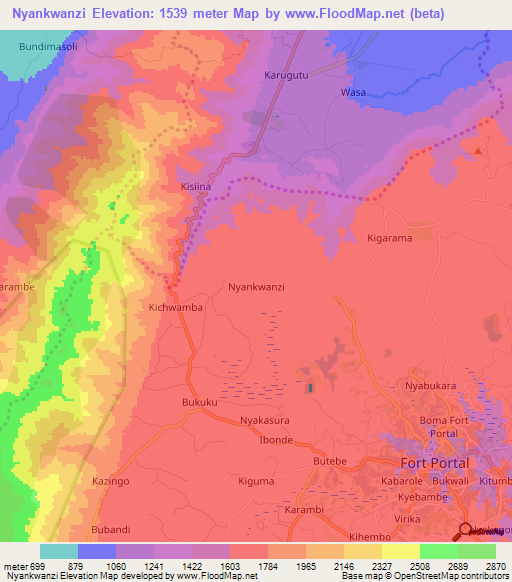 Nyankwanzi,Uganda Elevation Map