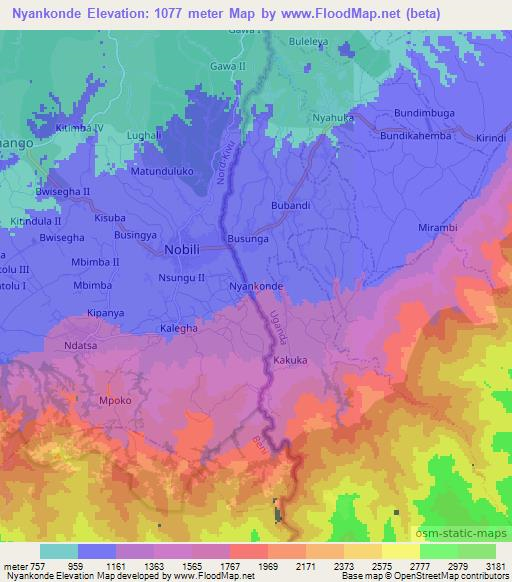 Nyankonde,Uganda Elevation Map