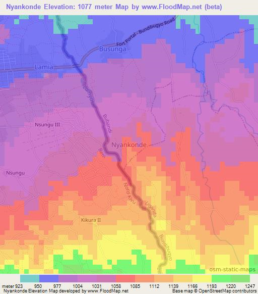 Nyankonde,Uganda Elevation Map