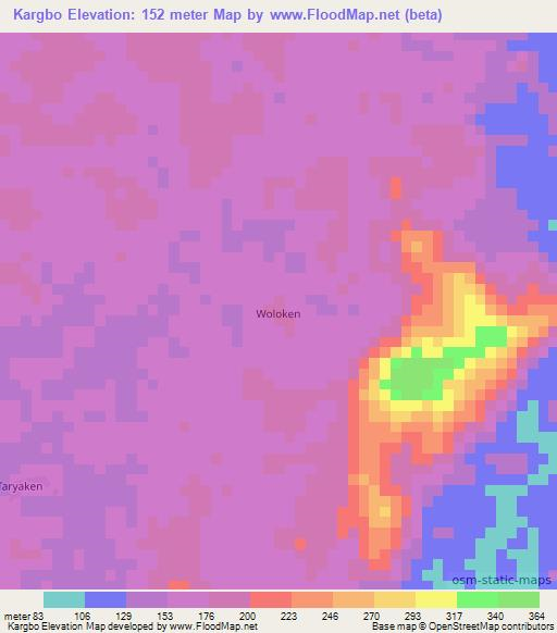 Kargbo,Liberia Elevation Map