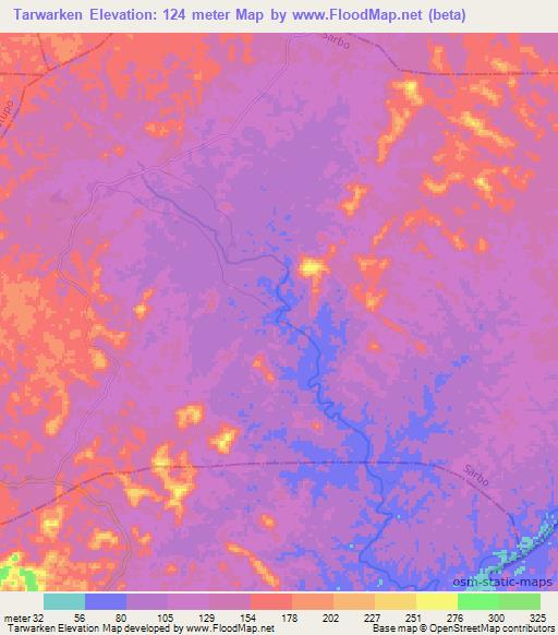 Tarwarken,Liberia Elevation Map