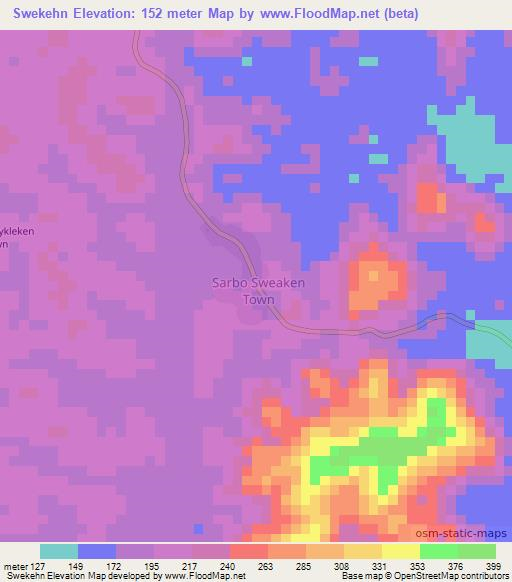 Swekehn,Liberia Elevation Map