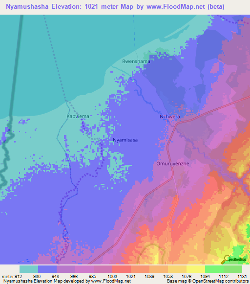 Nyamushasha,Uganda Elevation Map
