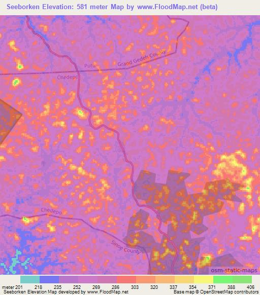 Seeborken,Liberia Elevation Map