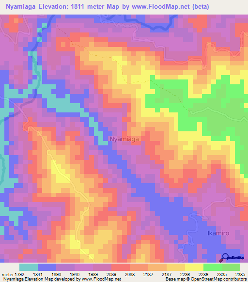 Nyamiaga,Uganda Elevation Map