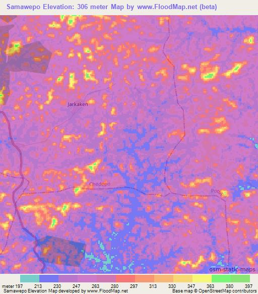 Samawepo,Liberia Elevation Map