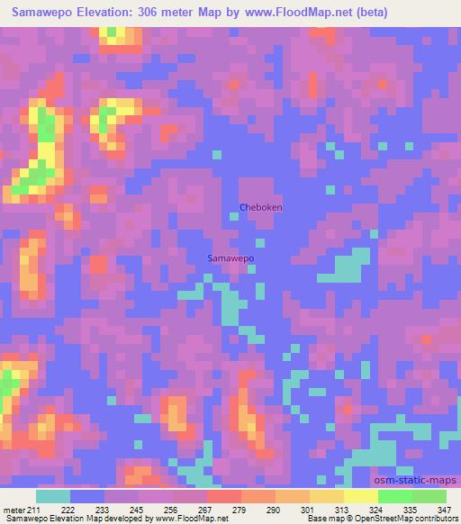Samawepo,Liberia Elevation Map