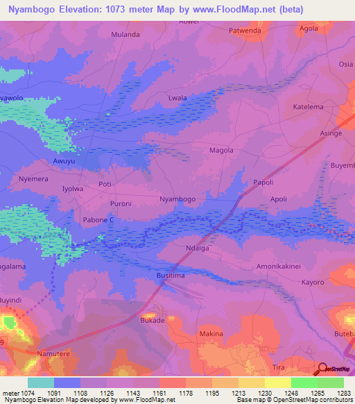 Nyambogo,Uganda Elevation Map