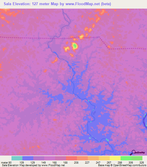 Sala,Liberia Elevation Map
