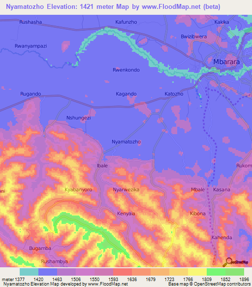 Nyamatozho,Uganda Elevation Map