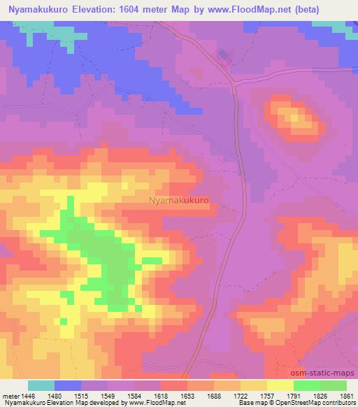 Nyamakukuro,Uganda Elevation Map